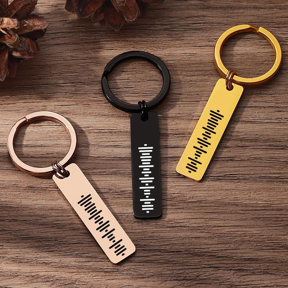 Scannable Custom Music Code Keychain Engraved Music Song Keychain Memorial Gifts