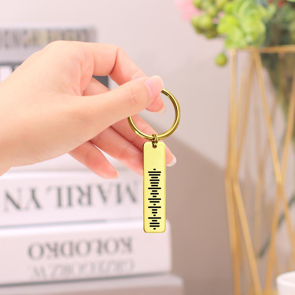 Scannable Music Code Keychain, Custom Music Song Keychains Rose Gold Color Gifts for Her Double Sided