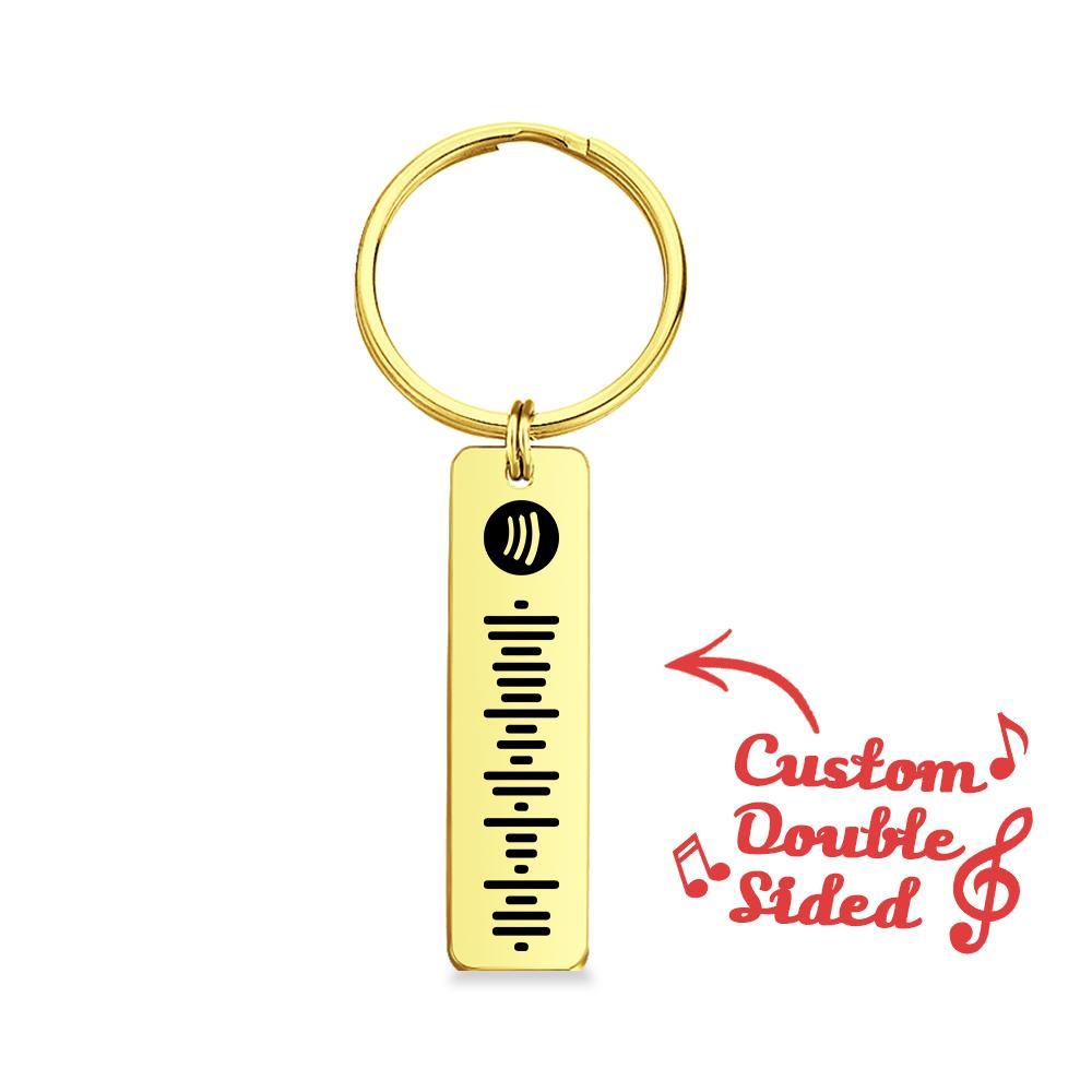 Spotify Code Keychain, Scannable Engraved Custom Music, Song Keychain Gifts for Him - Double Sided