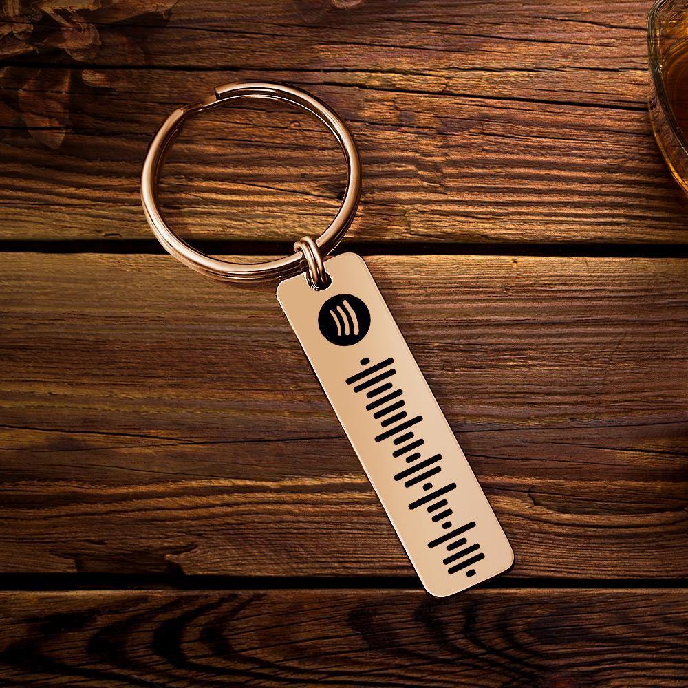 Scannable Spotify Code Keychain, Custom Music Song Keychains Rose Gold Color Gifts for Her