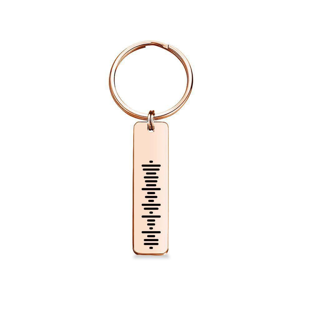 Music Code Keychain, Custom Scannable Engraved Custom Music, Song Keychain Gifts for Him Silver Color