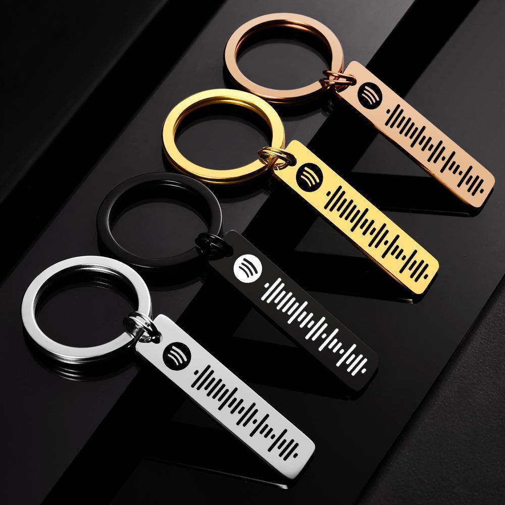 Scannable Spotify Code Keychain, Custom Music Song Keychains Black Green Monday Gifts