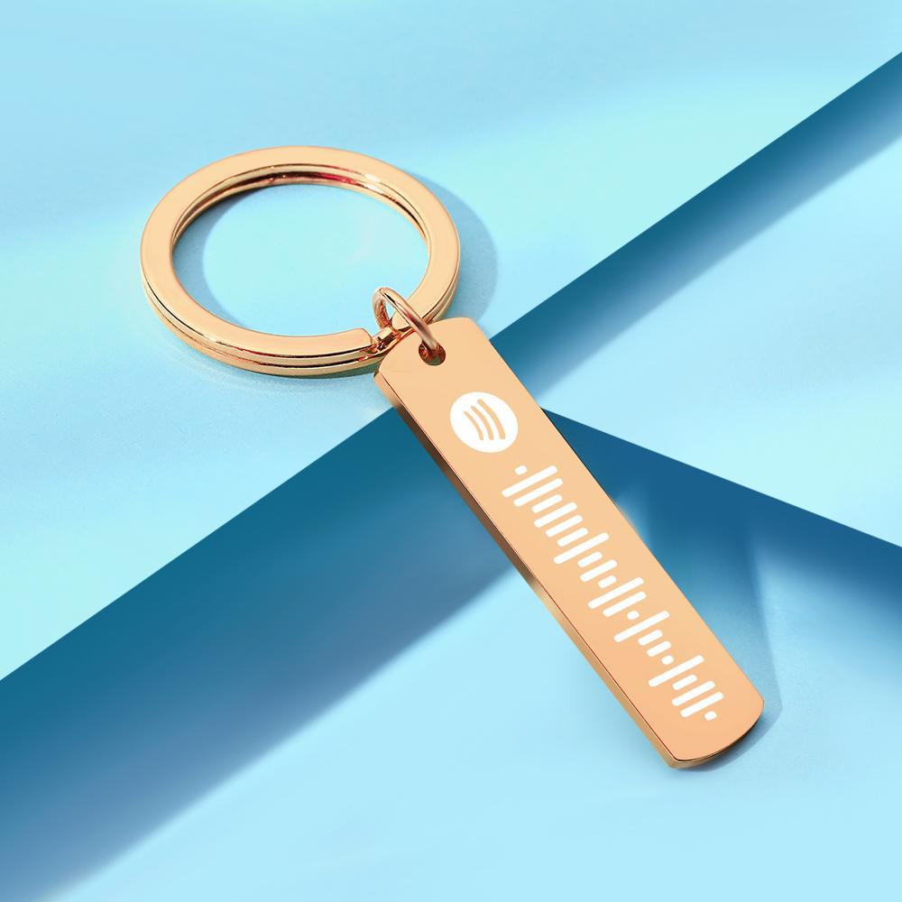 Scannable Custom Spotify Code Keychain Engraved Music Song Keychain Memorial Gifts Rose Gold Color
