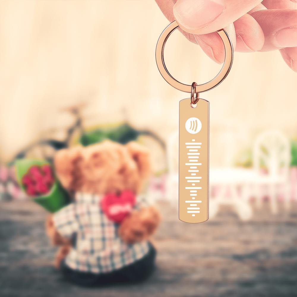 Scannable Custom Spotify Code Keychain Engraved Music Song Keychain Memorial Gifts Rose Gold Color