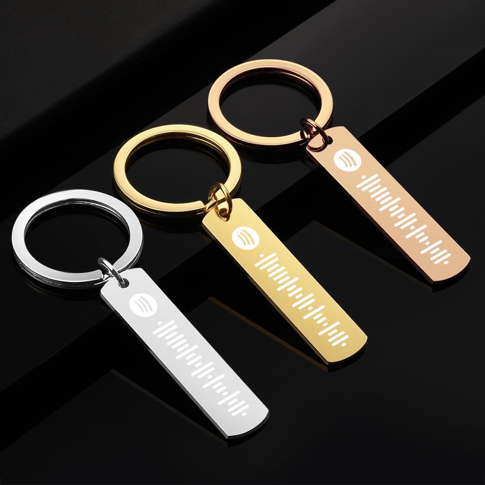 Scannable Custom Spotify Code Keychain Engraved Music Song Keychain Memorial Gifts Rose Gold Color