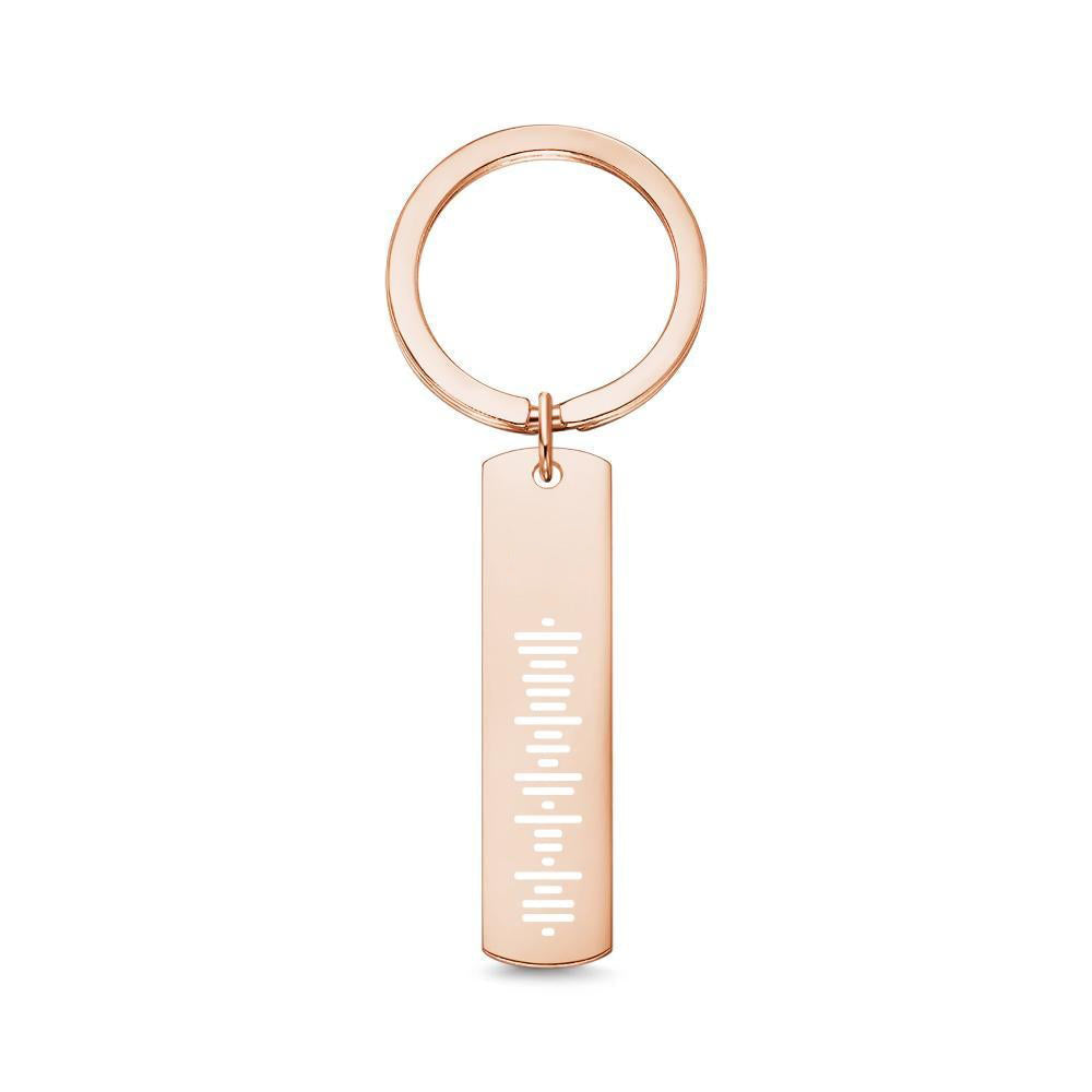 Scannable Music Code Keychain, Custom Music Song Keychains Rose Gold Color Gifts for Her Double Sided