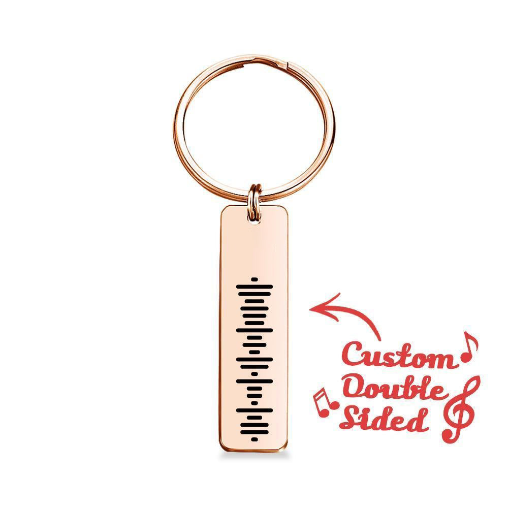 Scannable Custom Music Code Keychain Engraved Music Song Keychain Memorial Gifts Rose Gold Color