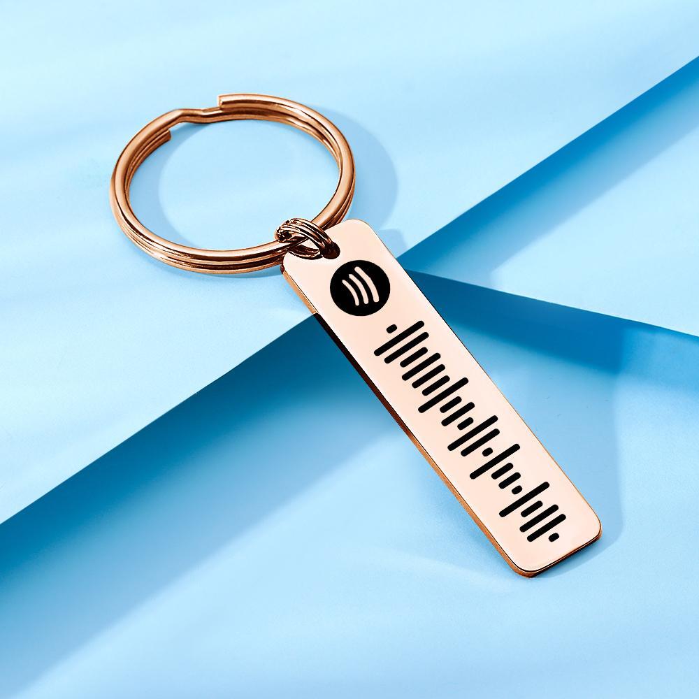 Scannable Spotify Code Keychain, Custom Music Song Keychains Rose Gold Color Gifts for Her Double Sided