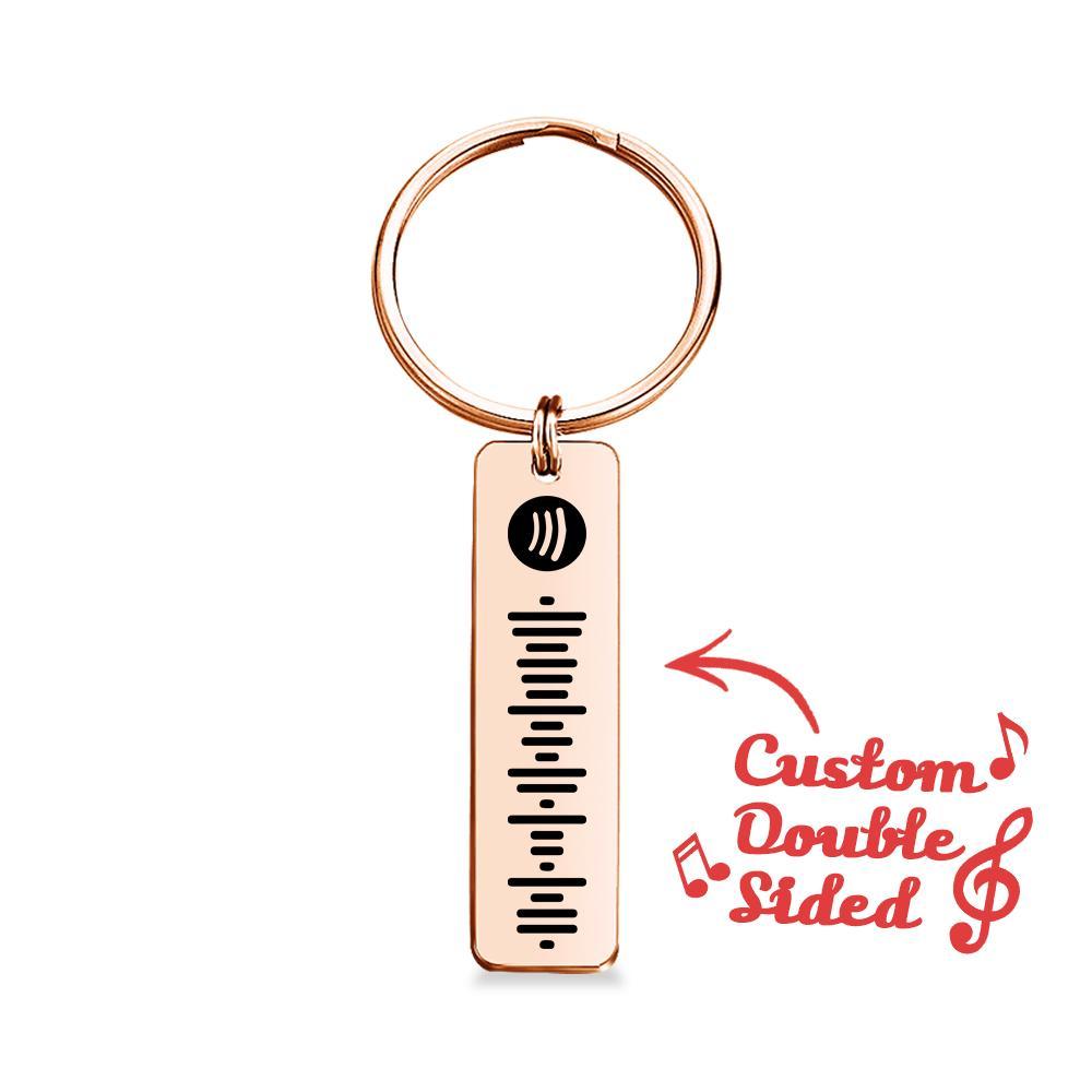 Custom Scannable Spotify Code Keychain, Engraved Custom Music, Song Keychain Gifts for Him Golden Color Double Sided
