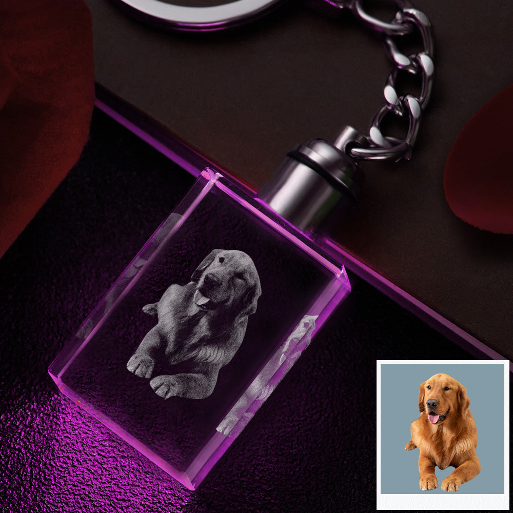 Custom Photo Crystal Keychain Pet Keepake Crystal Keychain  Rectangle Shape Photo Keychain
