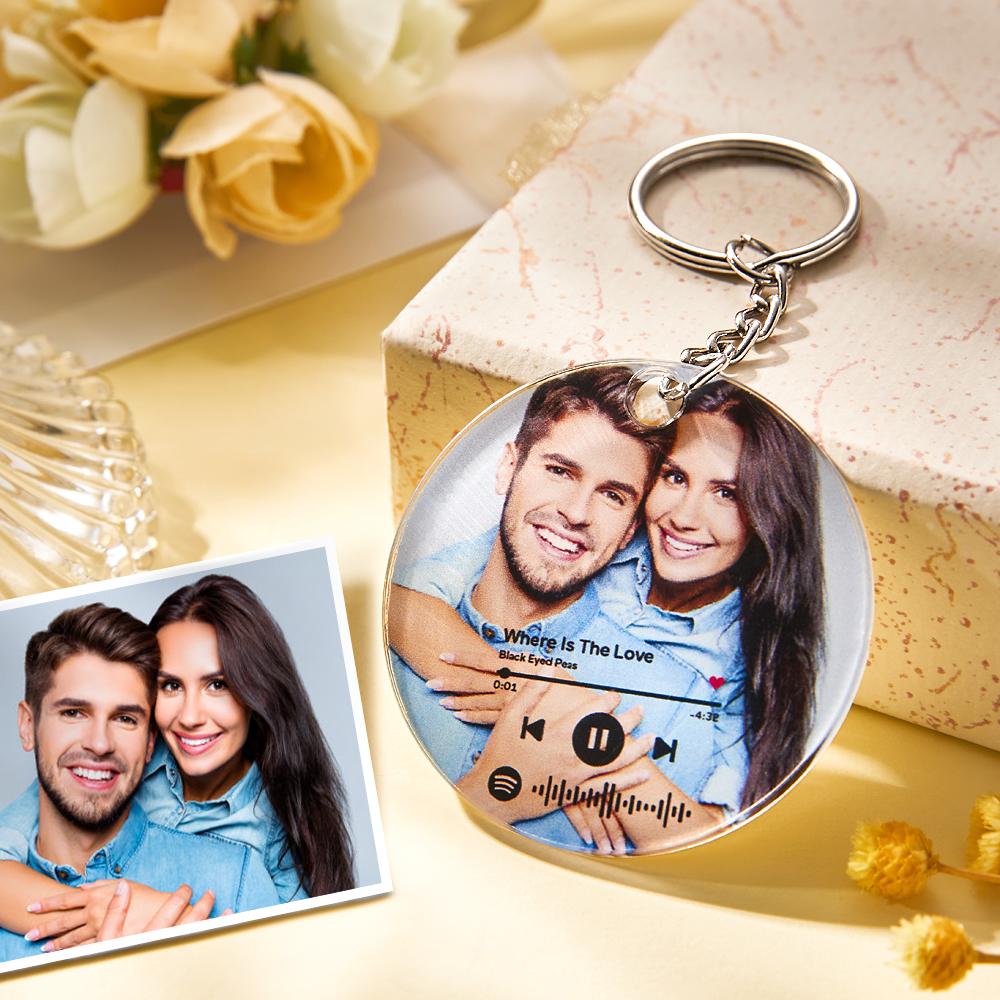 Scannable Spotify Code Keychain Custom Photo Keychain Gifts for Couple