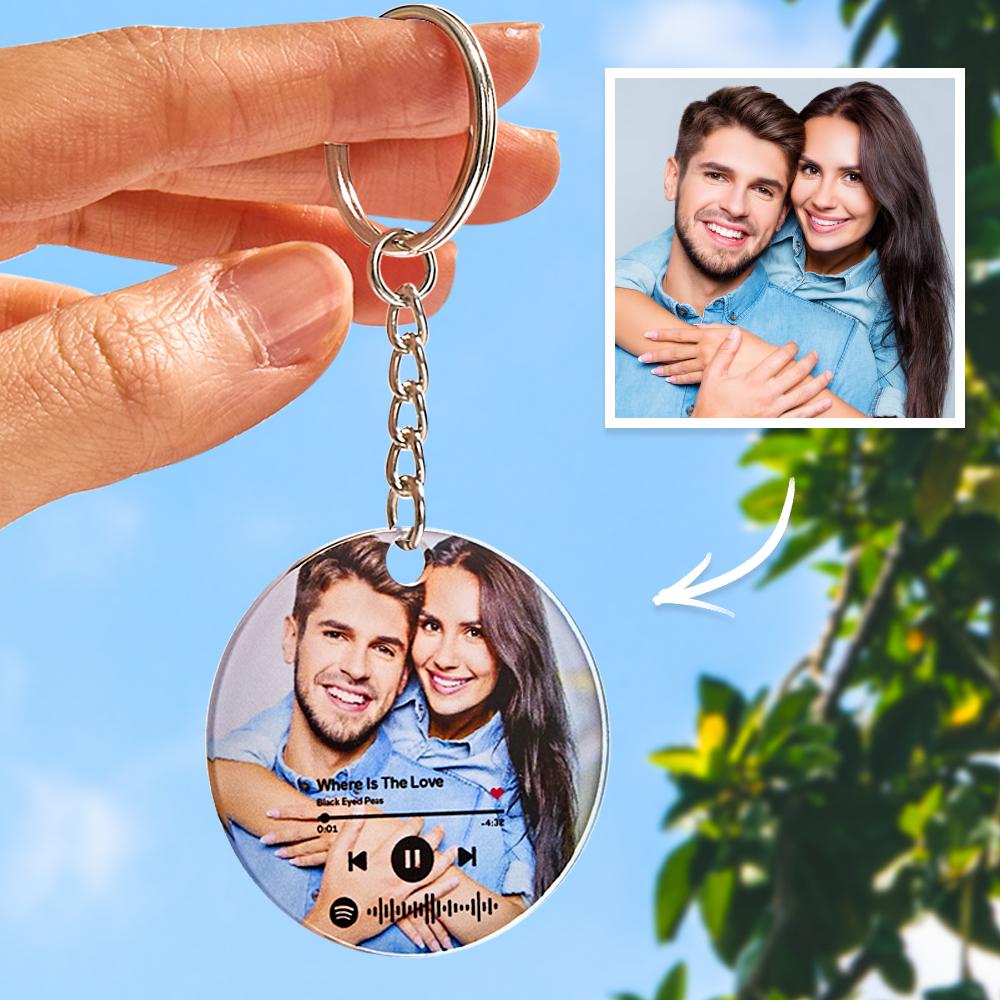 Scannable Spotify Code Keychain Custom Photo Keychain Gifts for Couple