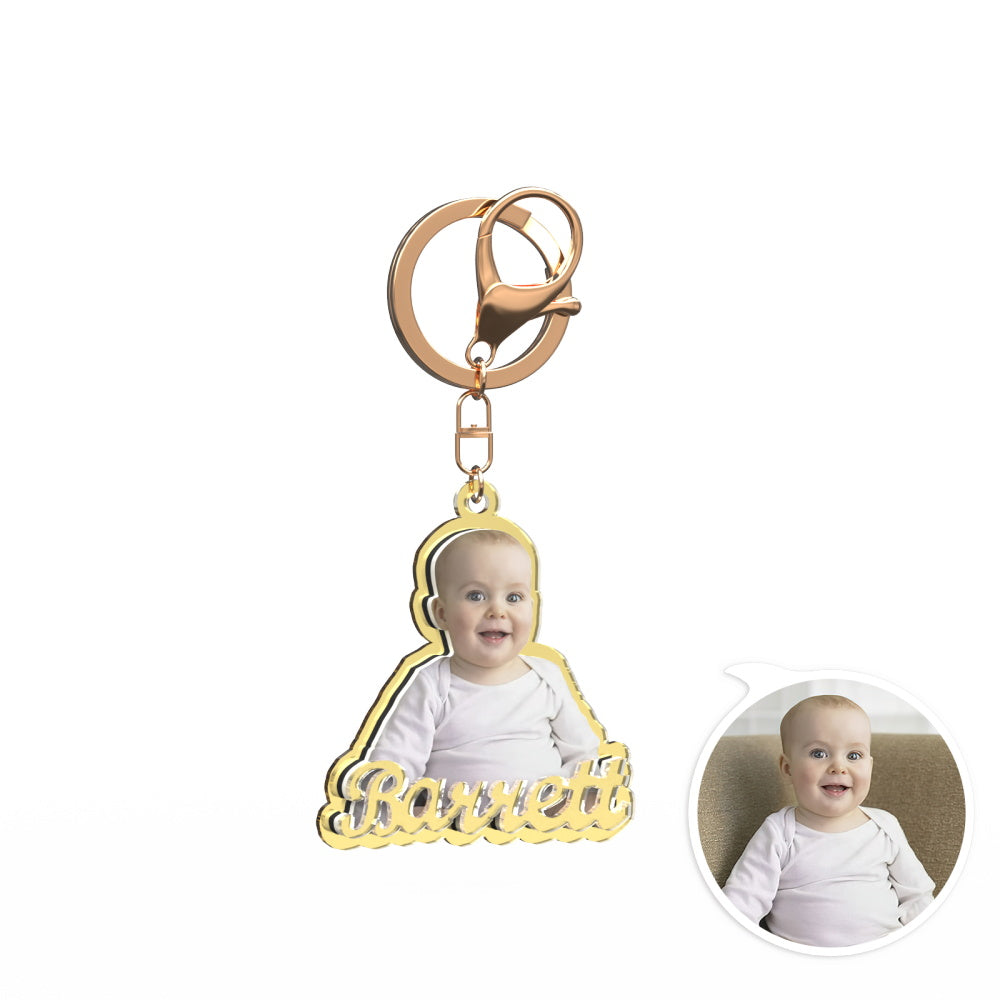 Custom Photo Engraved Gold Keychain Exquisite Custom Baby Keychain Keychains for Baby