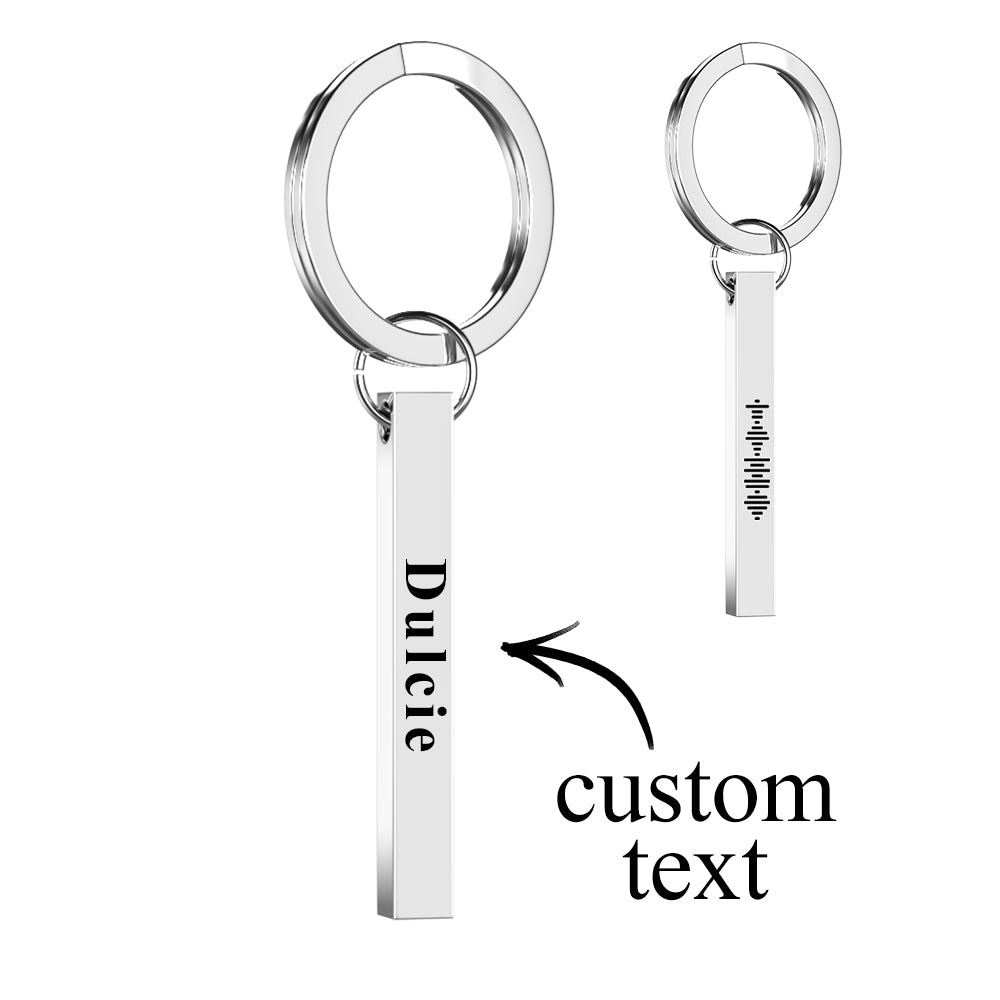 Scannable Music Code Keychain Custom 3D Engraved Vertical Bar Keychain Stainless Steel