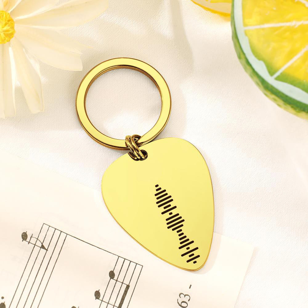 Scannable Music Code Guitar Pick Keychain, Engraved Custom Music Song Keychain Memory Gifts