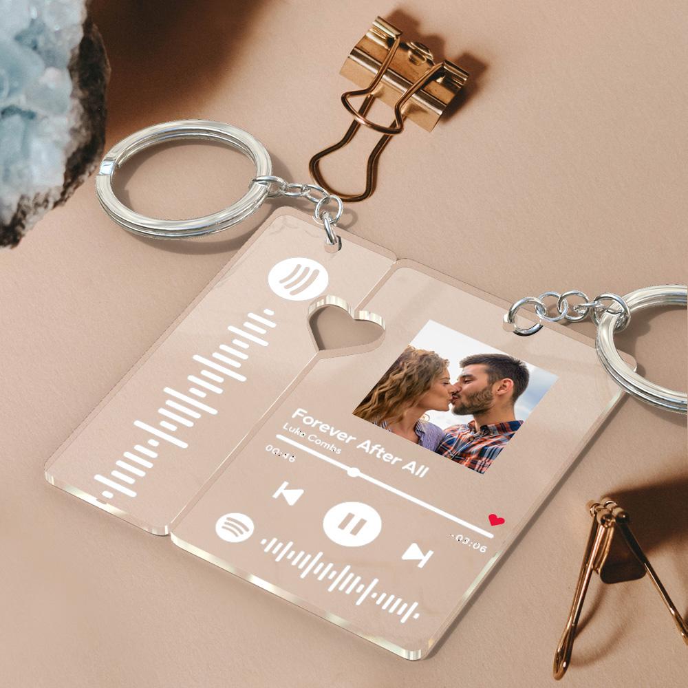 Custom Spotify Keychain With Picture Personalized Scannable Spotify Music Song Code Keychain For Couples Lover Boyfriend Gift