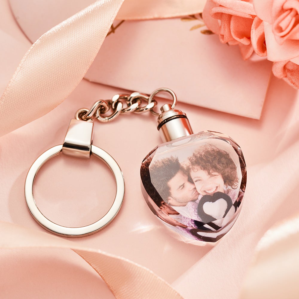 Custom Photo Crystal Keychain Heart-shaped Keychain Gift for Lover