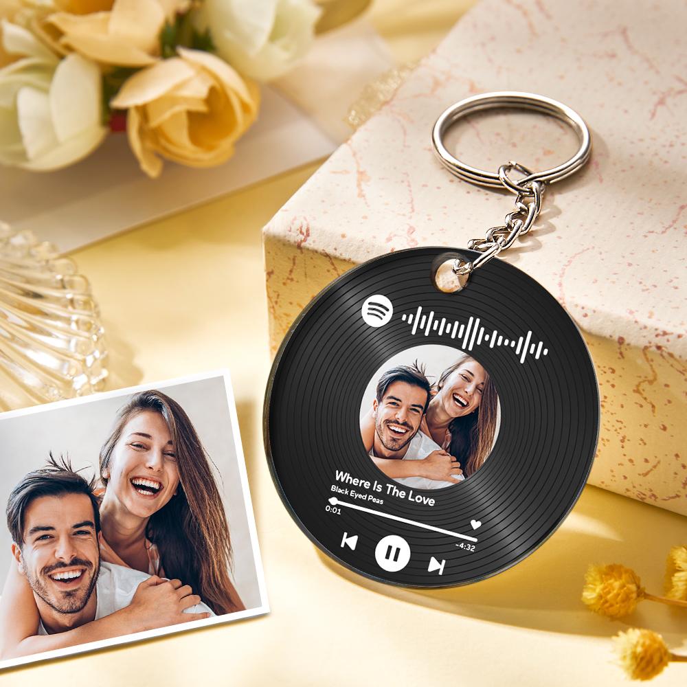 Custom Music Song Keychains Scannable Spotify Code Acrylic Gifts for Couple