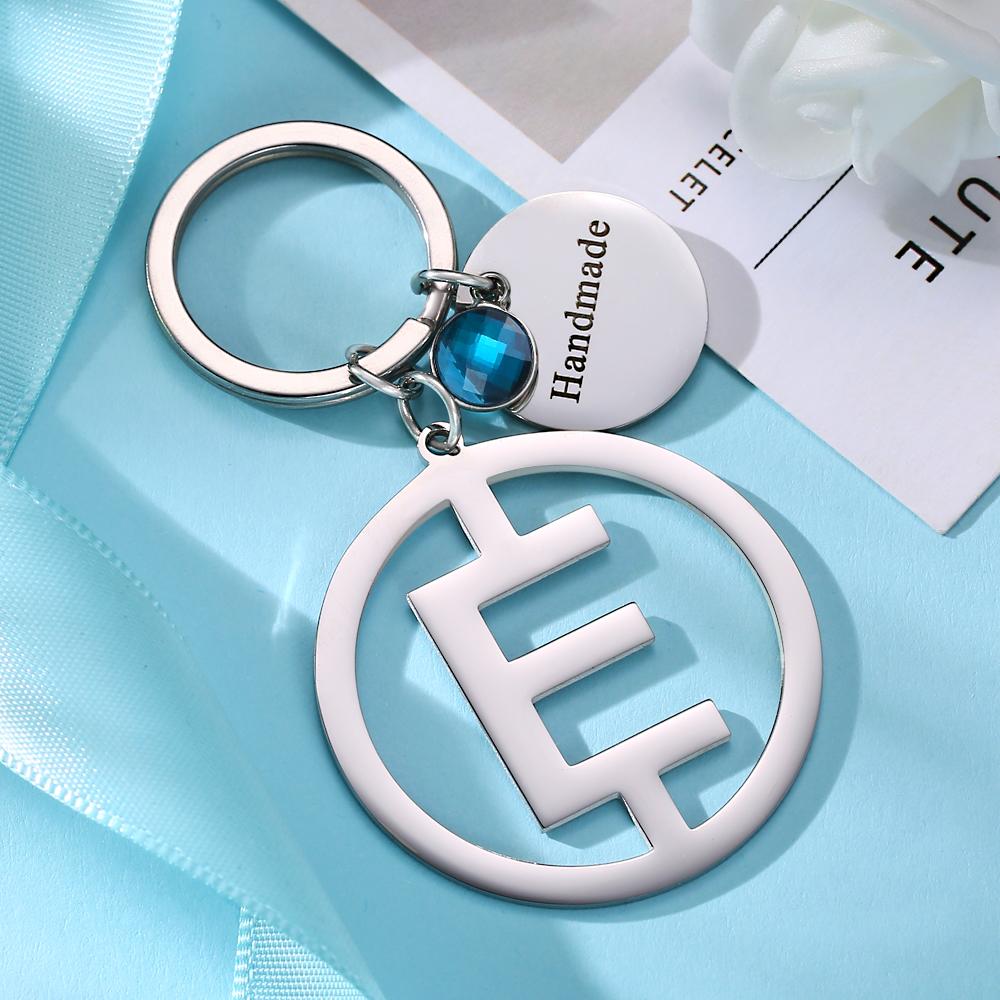 Custom Engraved Keychain Initial Letter Stainless Steel Keychain Gift