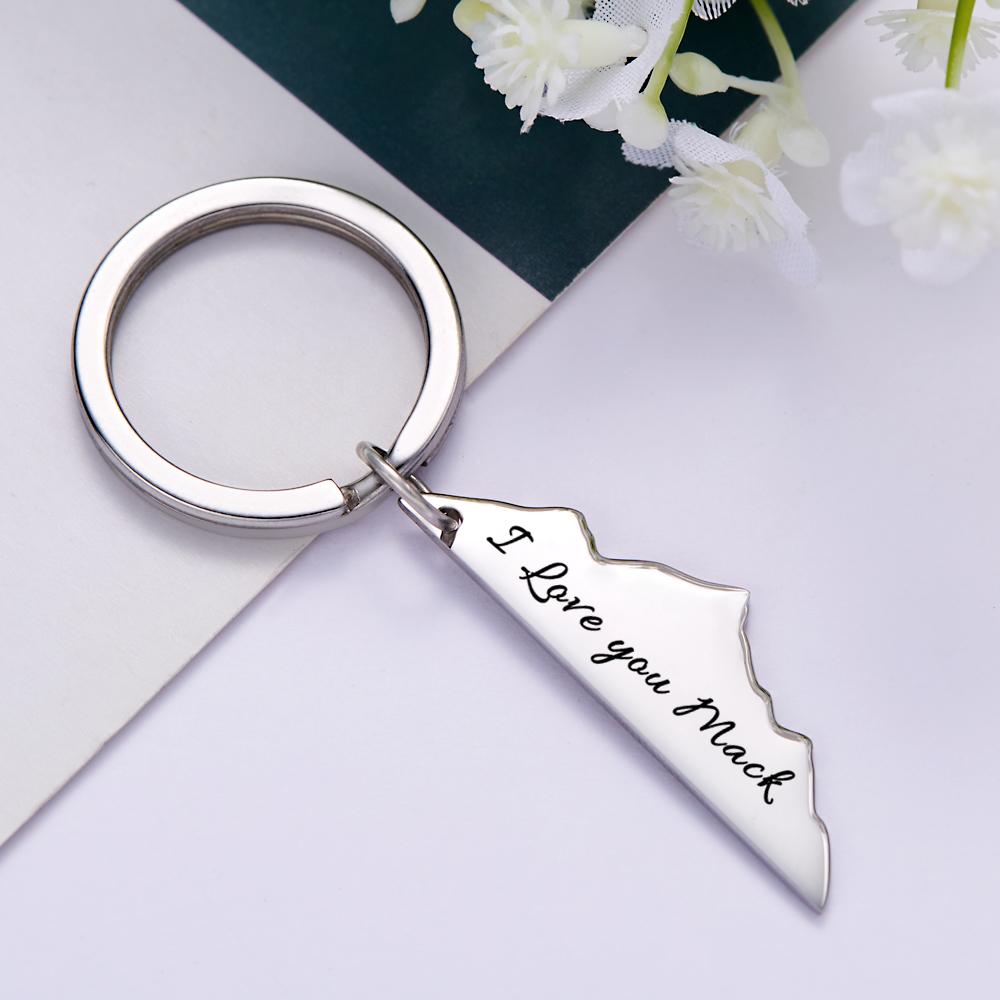 Custom Engraved Keychain Rocky Mountains Keychain Road Trip Gift for Him
