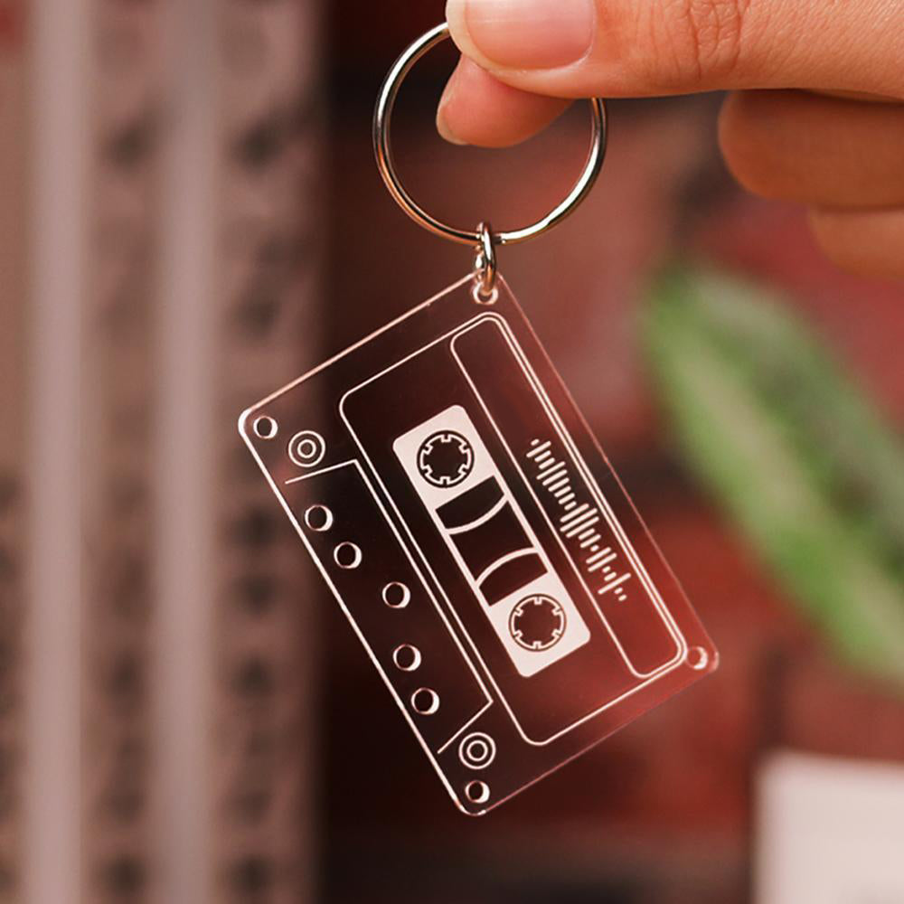 Custom Music Code Tape Keychain. Engraved Music Song Keychain Gifts