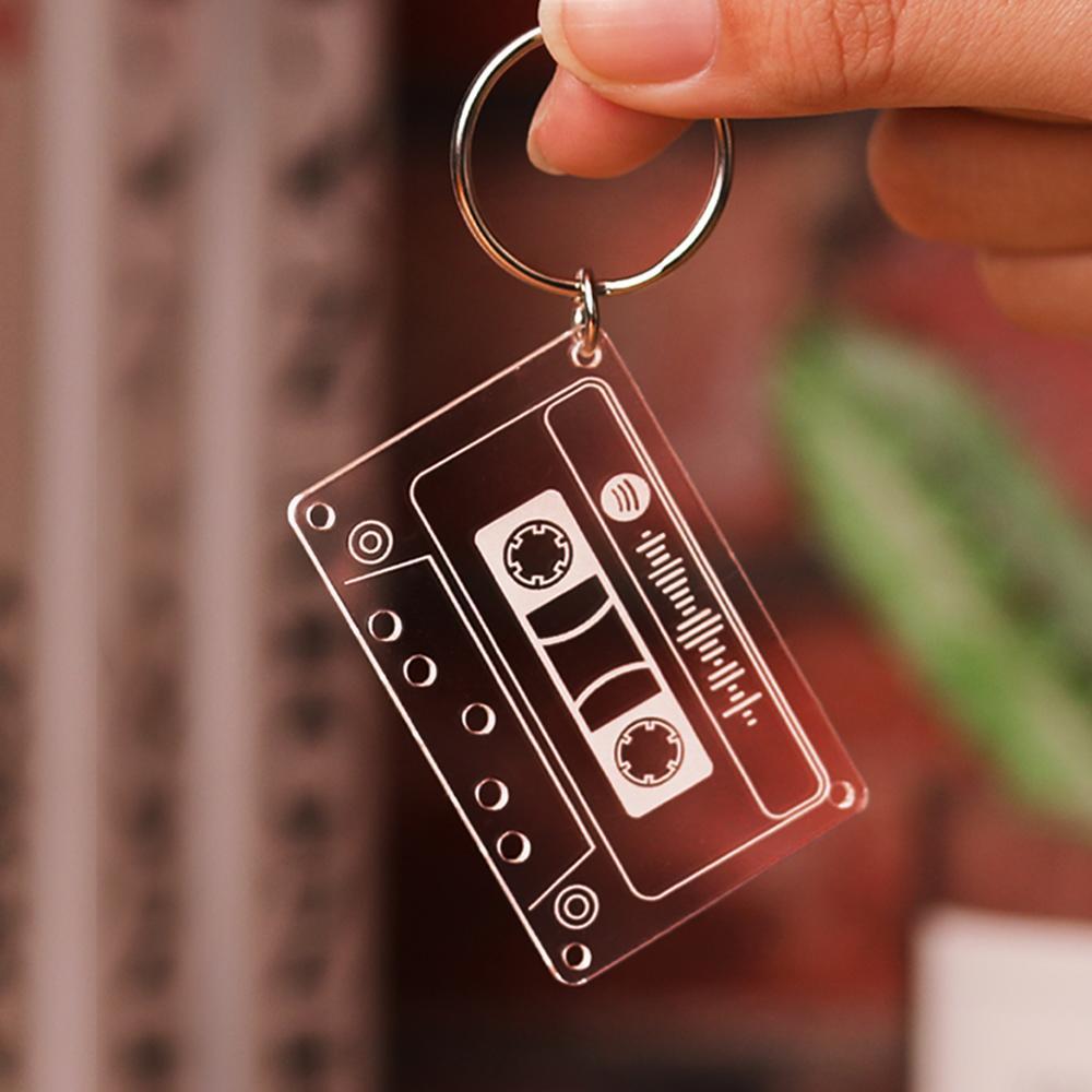 Custom Spotify Code Tape Keychain. Engraved Music Song Keychain Gifts