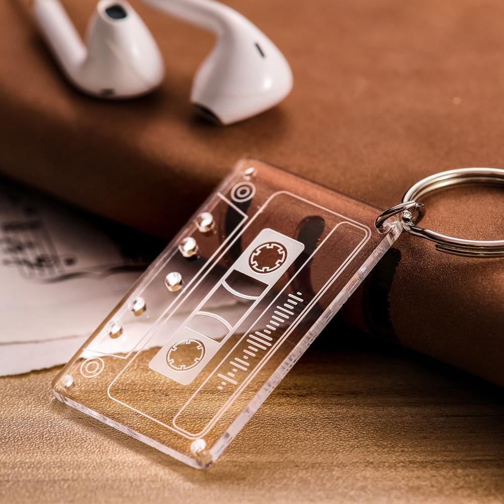 Custom Music Code Tape Keychain. Engraved Music Song Keychain Gifts