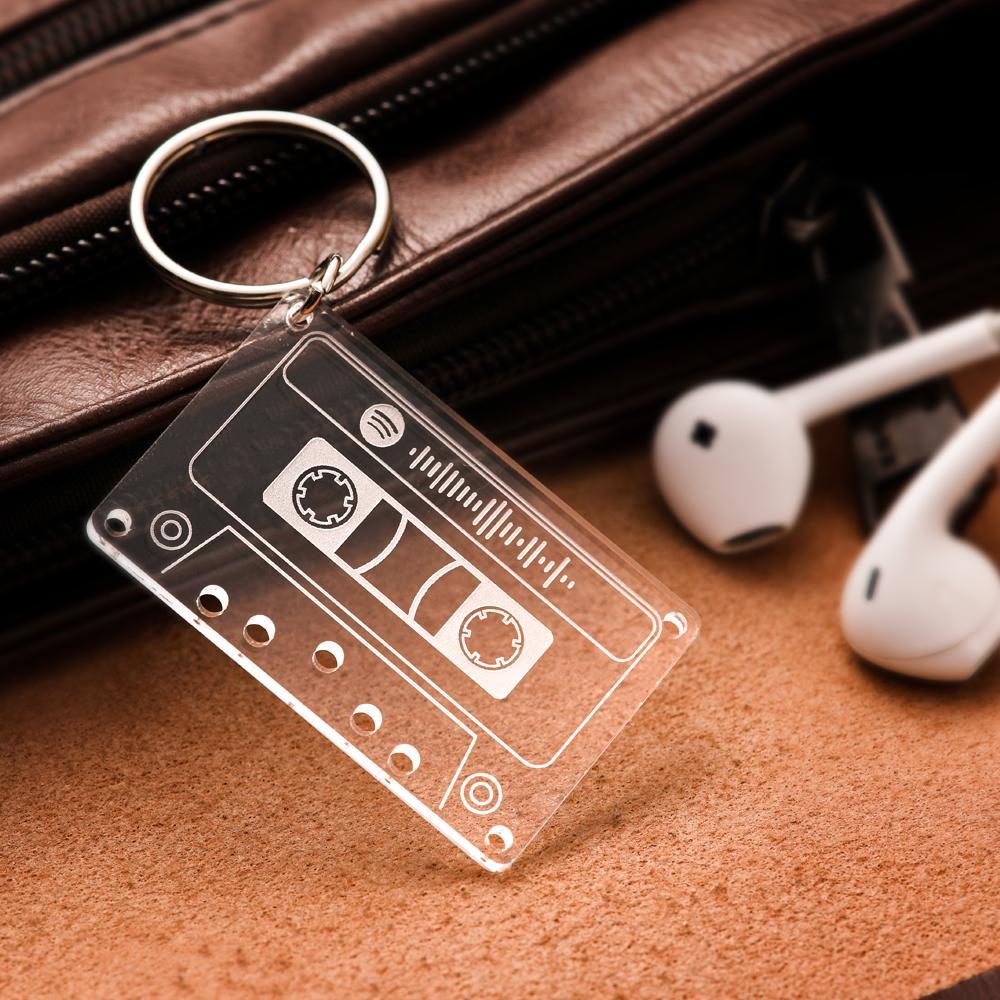 Custom Spotify Code Tape Keychain. Engraved Music Song Keychain Gifts