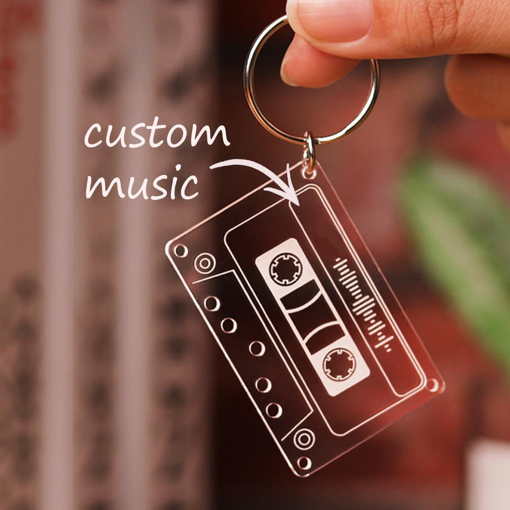 Custom Music Code Tape Keychain. Engraved Music Song Keychain Gifts