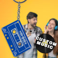 Custom Scannable Music Code Tape Keychain, Engraved Custom Music Song Keychain Yellow Tape Gifts for Her