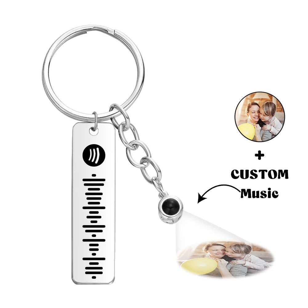 Custom Projection Spotify Code Keychain Metal Keychain Funny Keychain Mother's Day Gift For Mom