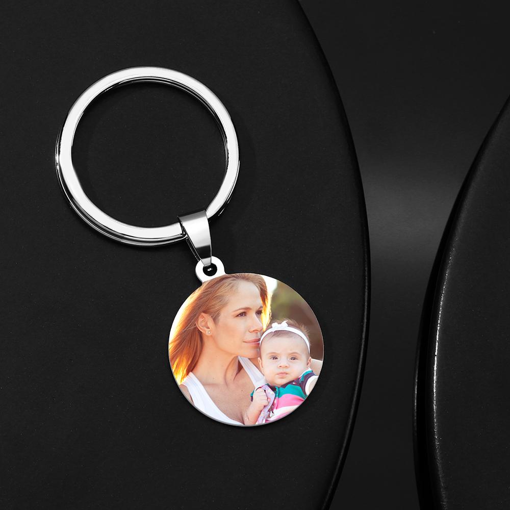 Round Custom Keychain Engraved Keychain Mother's Day Gift