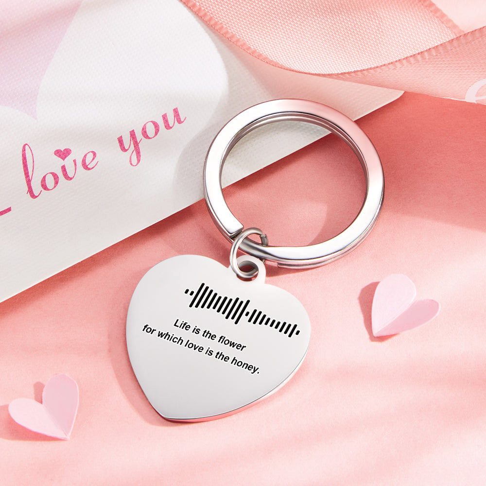 Customizable Scan Music Lettering Keychain Personalized Heart Keychain Valentine's Day Gift