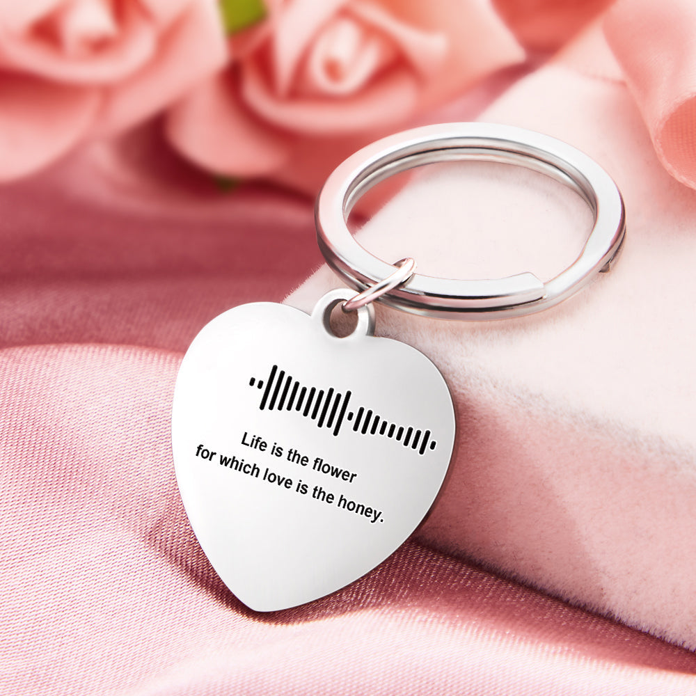 Customizable Scan Music Lettering Keychain Personalized Heart Keychain Valentine's Day Gift