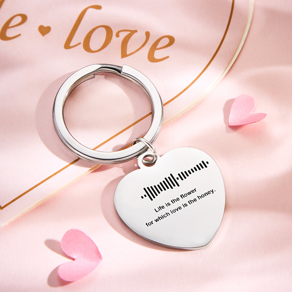 Customizable Scan Music Lettering Keychain Personalized Heart Keychain Valentine's Day Gift