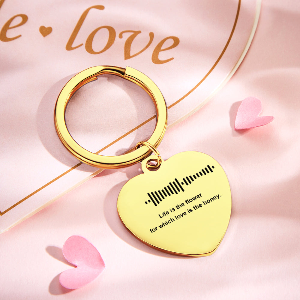Customizable Scan Music Lettering Keychain Personalized Heart Keychain Valentine's Day Gift