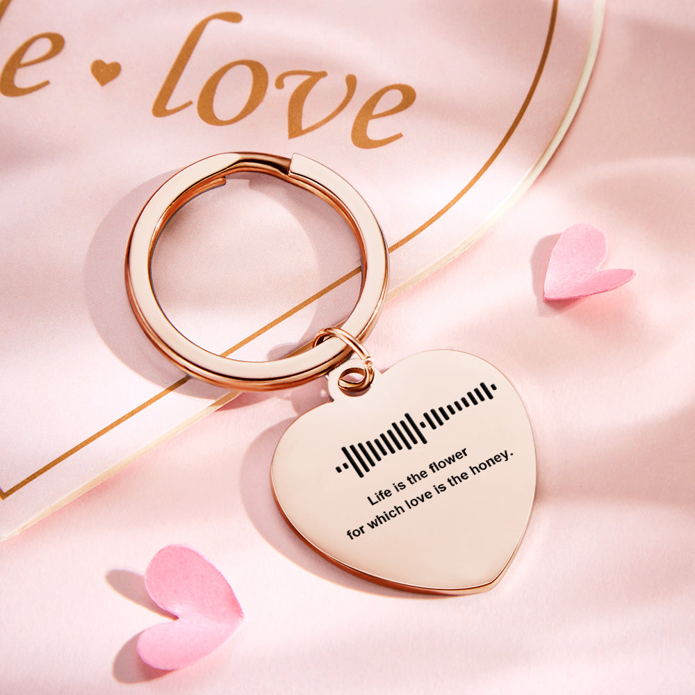 Customizable Scan Music Lettering Keychain Personalized Heart Keychain Valentine's Day Gift