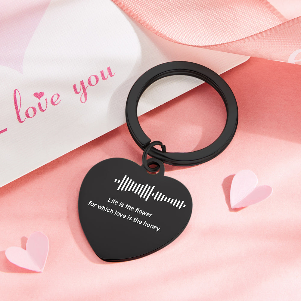 Customizable Scan Music Lettering Keychain Personalized Heart Keychain Valentine's Day Gift