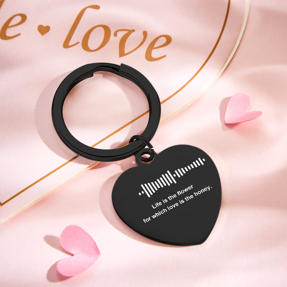 Customizable Scan Music Lettering Keychain Personalized Heart Keychain Valentine's Day Gift