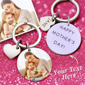 Custom Photo Keychain  Engraved Keychain Round Heart Keychain Mother's Day Gift