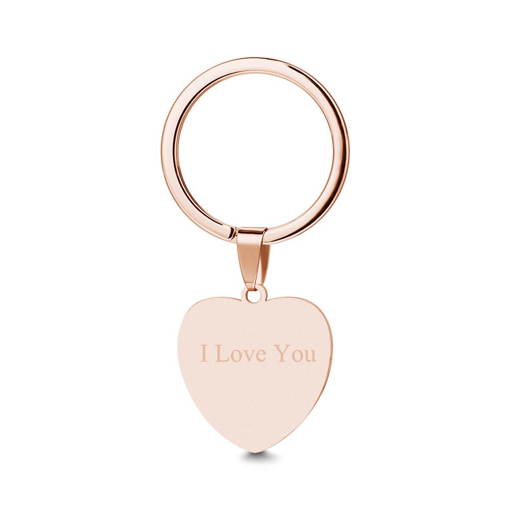 Custom Heart Photo Engraved Keychain Copper Color Mother's Day Gift