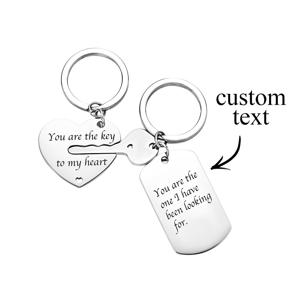 Custom Engraved Couple Keychain Set Key To My Heart Valentine's Day Gifts