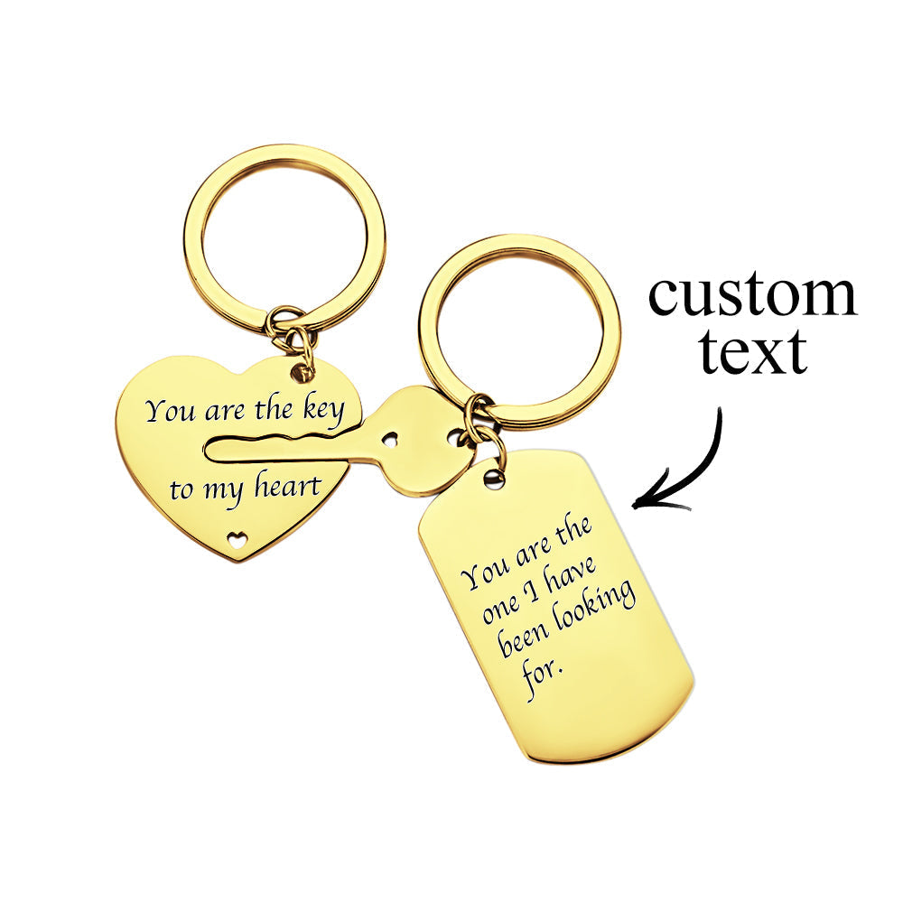 Custom Engraved Couple Keychain Set Key To My Heart Valentine's Day Gifts