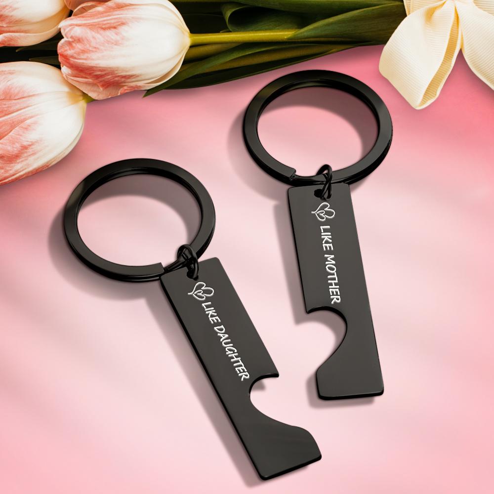 Custom Keychain Engraved Heart Keychain Mother's Day Gift