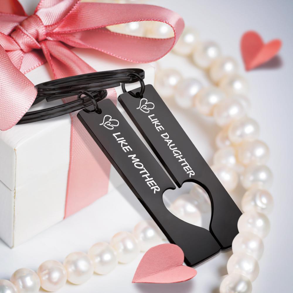 Custom Keychain Engraved Heart Keychain Mother's Day Gift