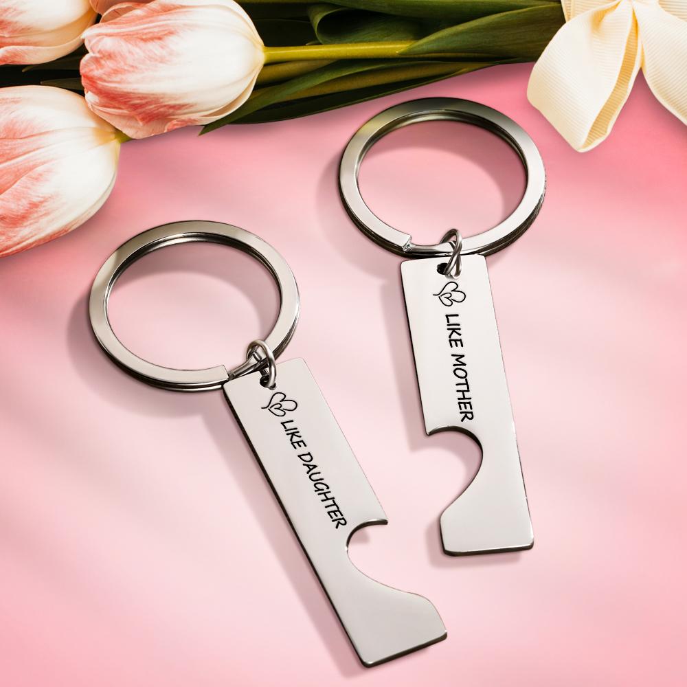 Custom Keychain Engraved Heart Keychain Mother's Day Gift