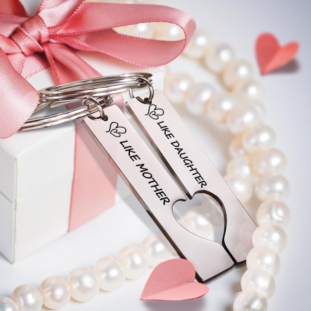 Custom Keychain Engraved Heart Keychain Mother's Day Gift