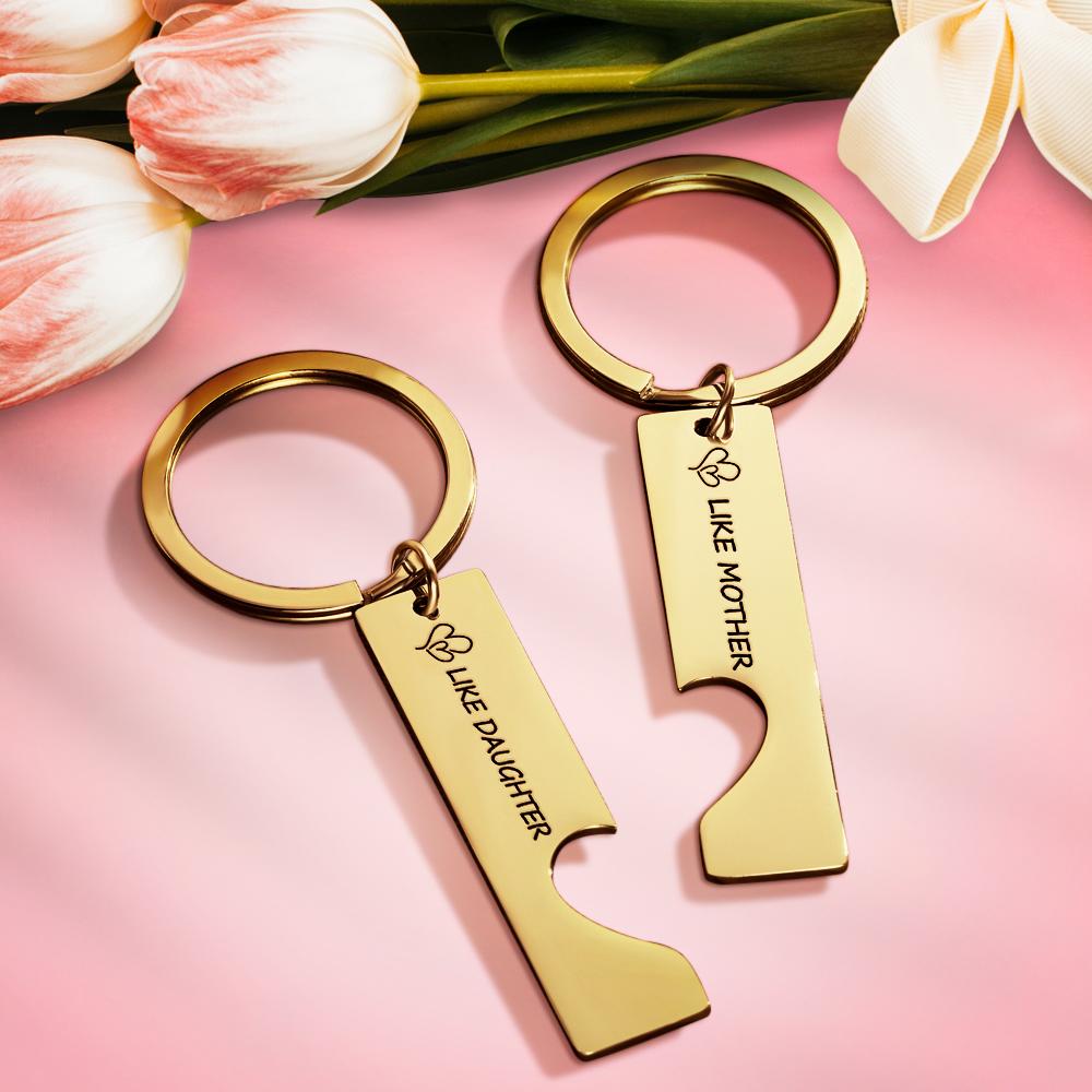 Custom Keychain Engraved Heart Keychain Mother's Day Gift