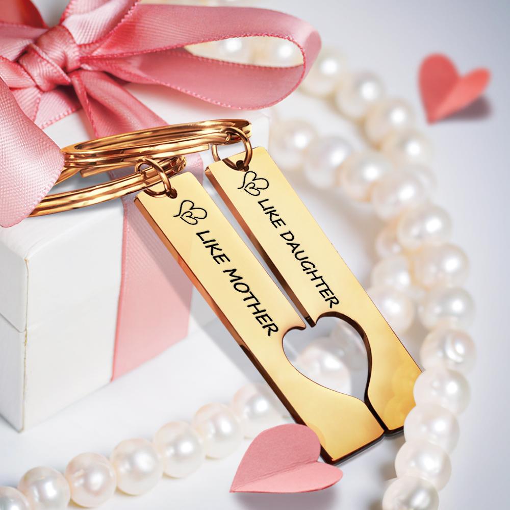 Custom Keychain Engraved Heart Keychain Mother's Day Gift