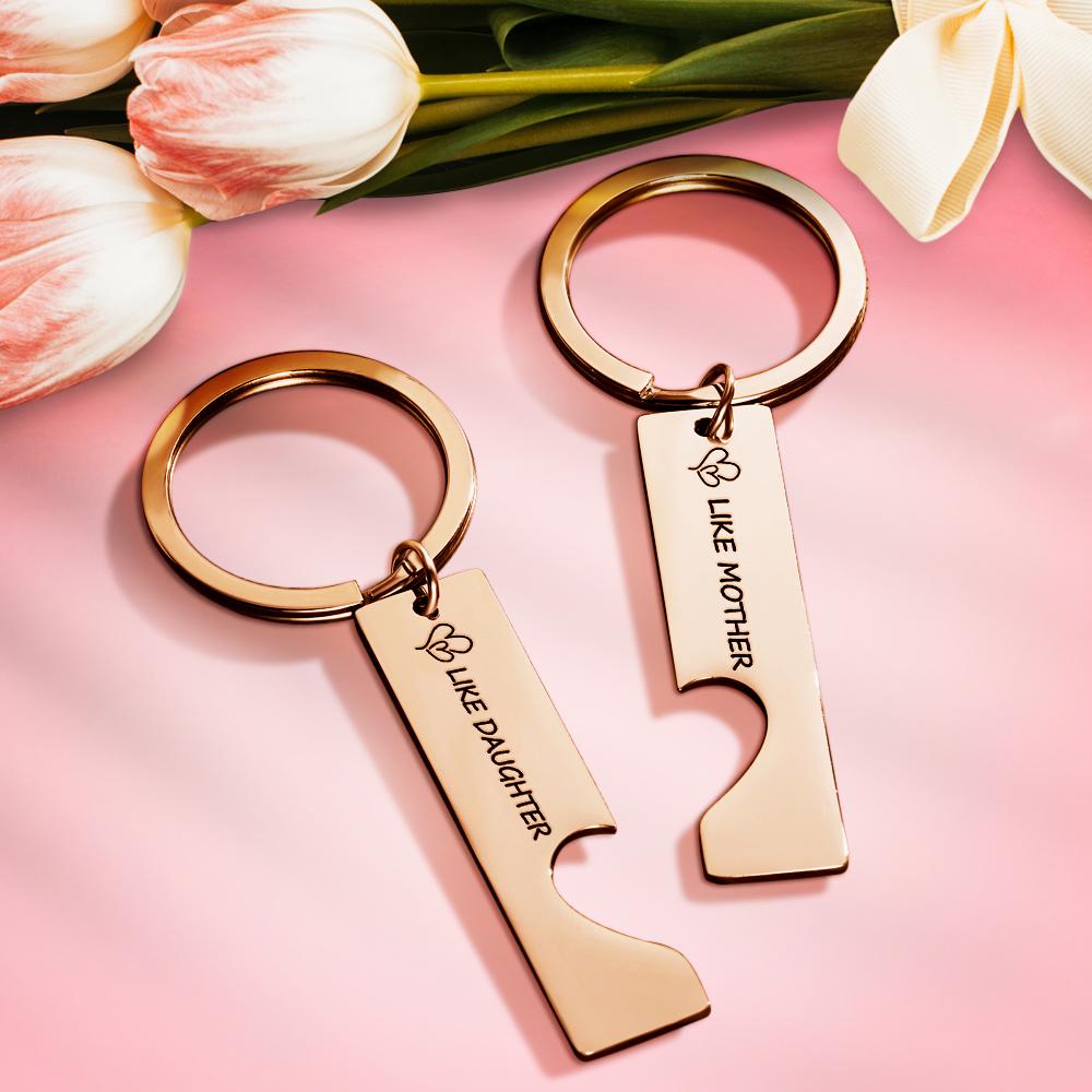 Custom Keychain Engraved Heart Keychain Mother's Day Gift